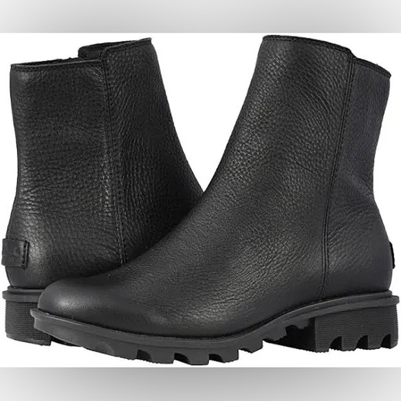 Sorel Phoenix Side Zip Up Boot Women's Black Leather Size 8 Winter Business Rain - Picture 1 of 11
